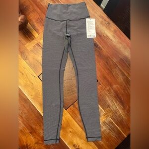 Lululemon Athletica High Rise Black and White Striped Tights FLUX